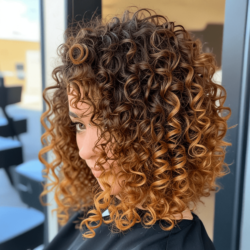 Corte pelo rizado media melena